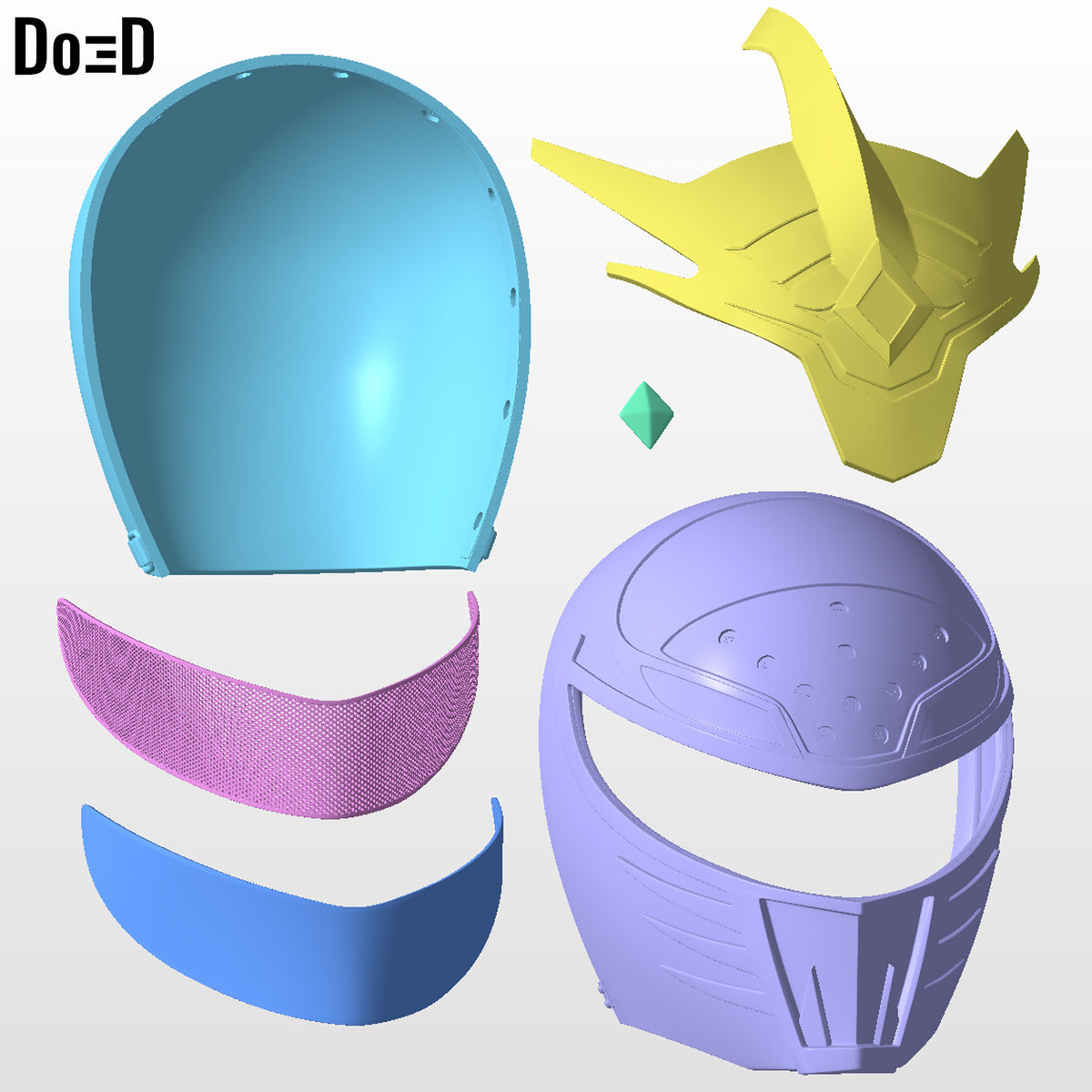 Lord Drakkon Mysterious White Power Ranger Helmet + Coin 3D Model Project #1965