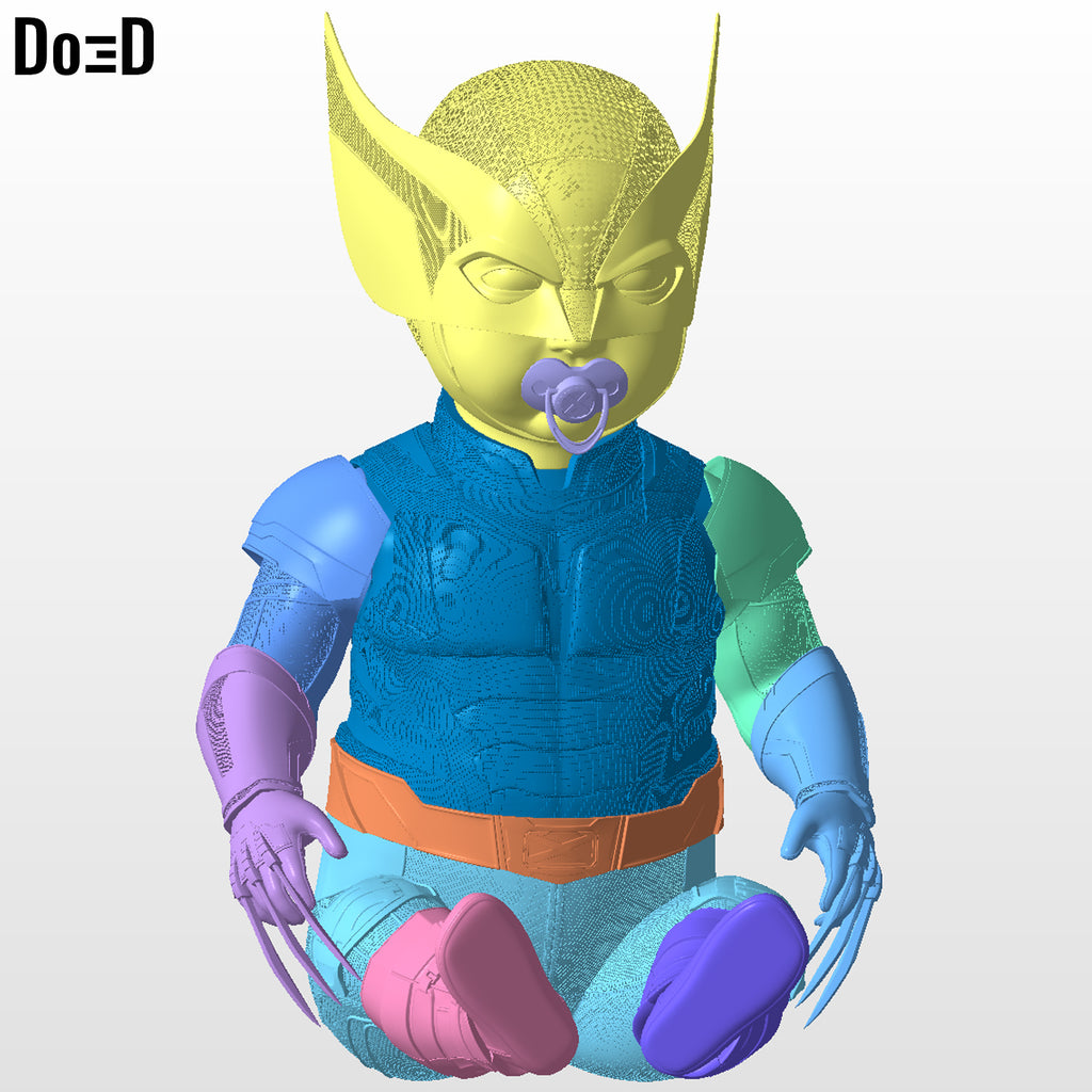 Baby Wolverine Sitting Figure Statue 3D Model Print File #BW36