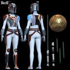 Sabine Wren Complete Pack Helmet + Armors + Lightsaber) 3D Printable Model #6G92