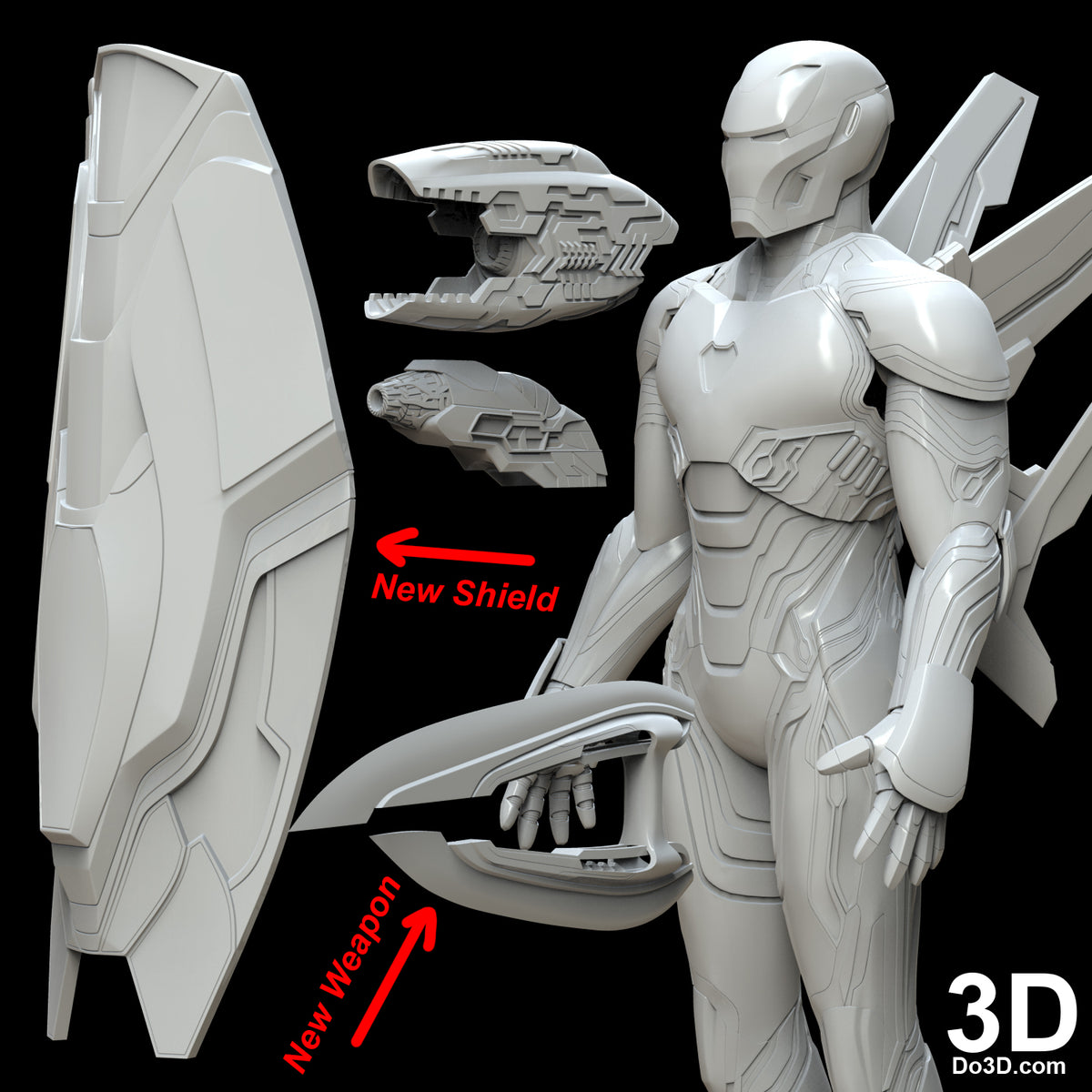 Iron Man Mark L Shield Double Blade and Blasters MK 50, 3D Model Project #4971