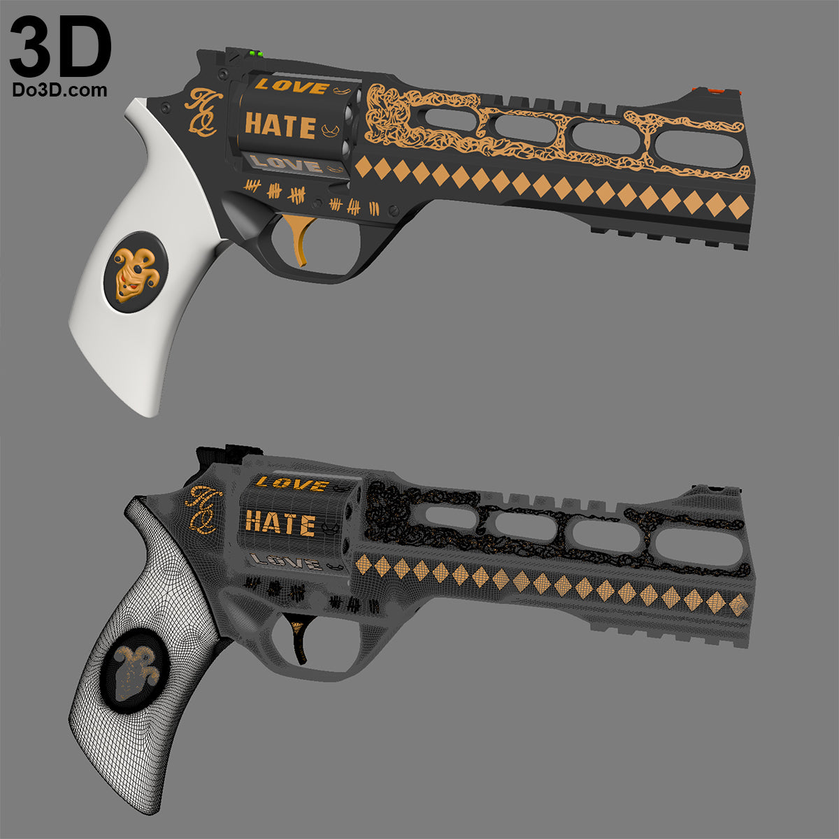 Harley Quinn's Revolver Suicide Squad Pistol Gun | 3D Printable Model #1188