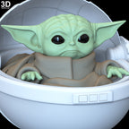 The Child Baby Yoda Statue in Crib Basket Mandalorian | 3D Printable Model #6314