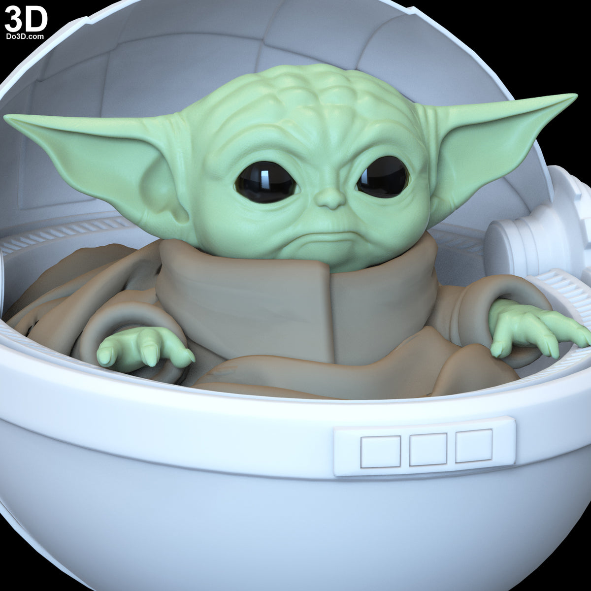The Child Baby Yoda Statue in Crib Basket Mandalorian | 3D Printable Model #6314
