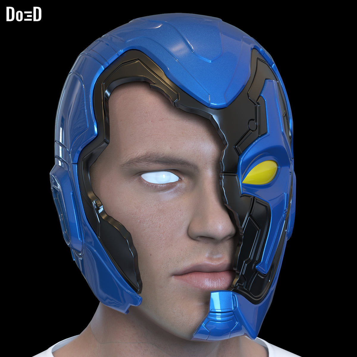 Blue Beetle Skull Helmet with Battle Damage | 3D Printable Model #BS36