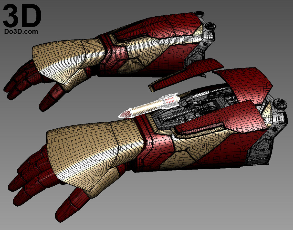 Iron Man Mark XLII MK 42 Gauntlet with Inner Parts Rocket, 3D Model Project #430