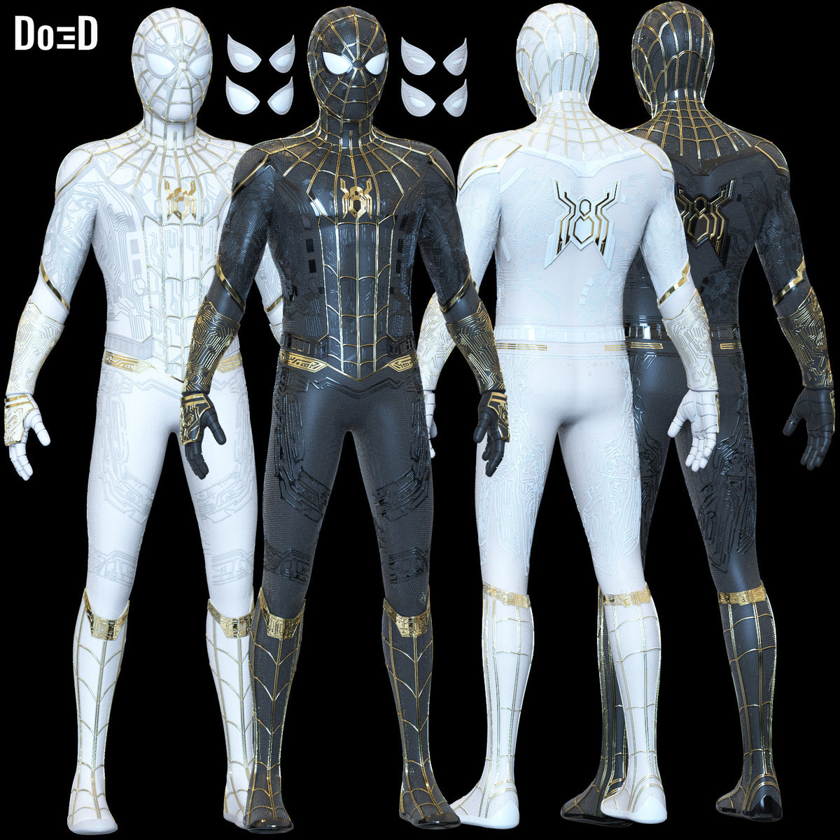Spider-man Black & Gold Integrated Suit Inside Out 3D Print Model Preorder #IB44