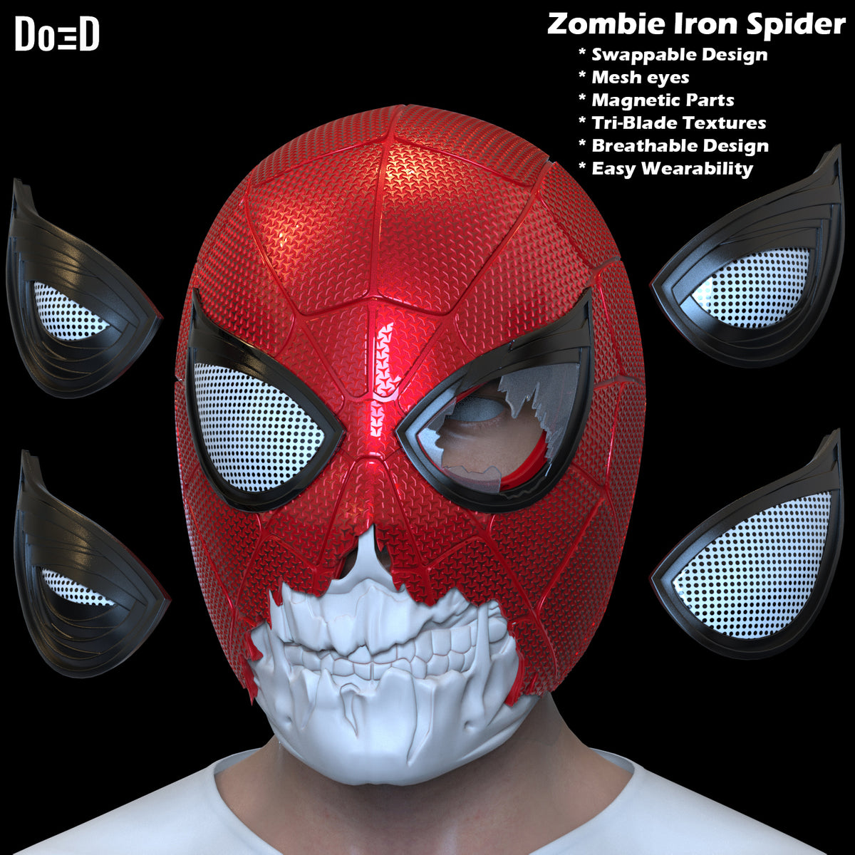 Zombie Iron Spider Helmet Spider-man 3D Printable Model STL #ZP34