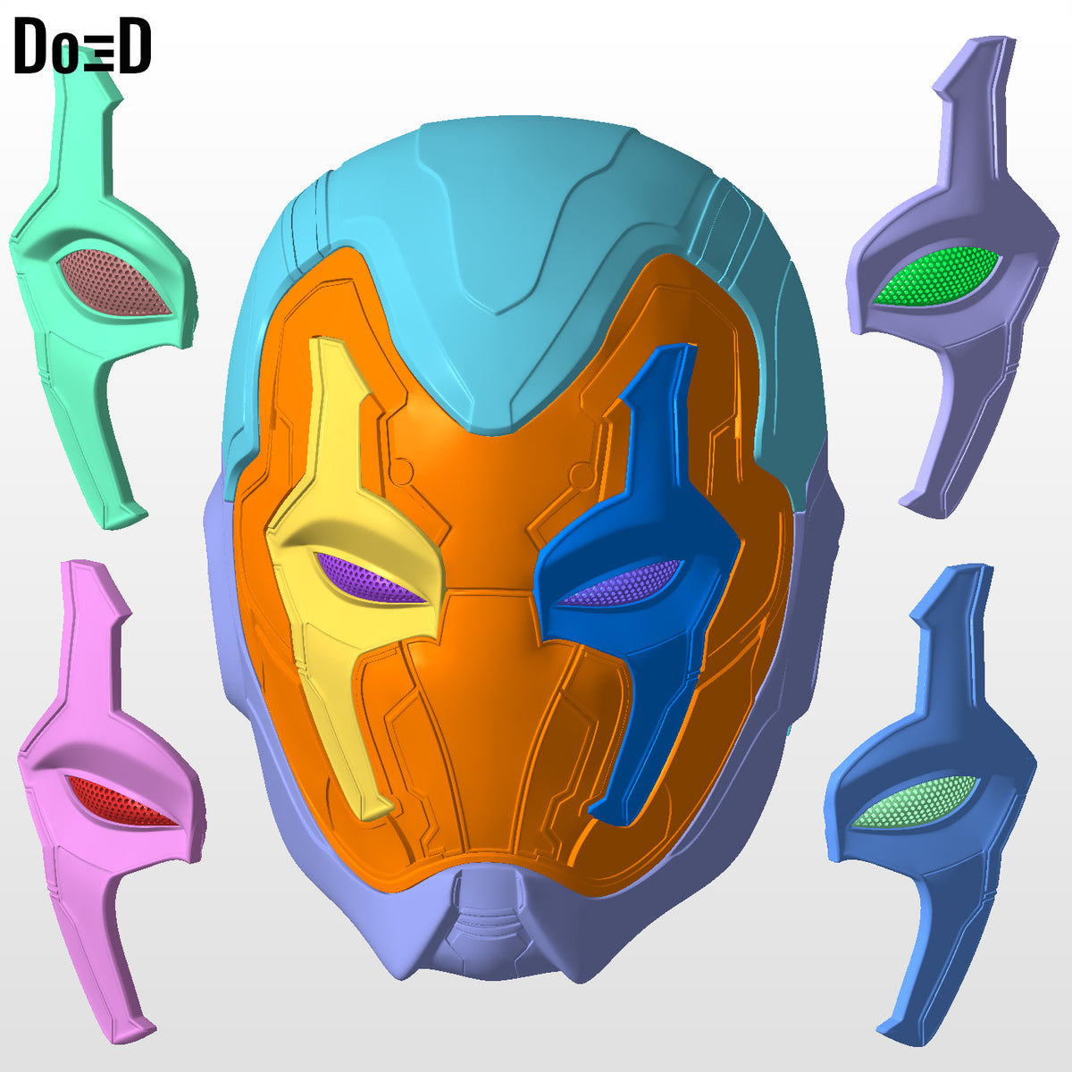 Blue Beetle Skull Helmet with Battle Damage | 3D Printable Model #BS36