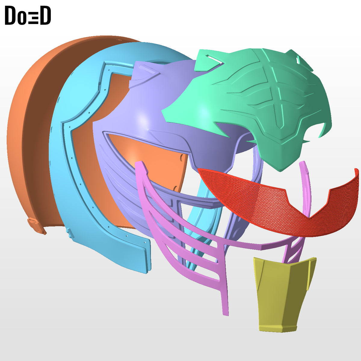 White and Gold Ranger Helmet Mighty Morphin Power Rangers MMPR 3D Model #W55