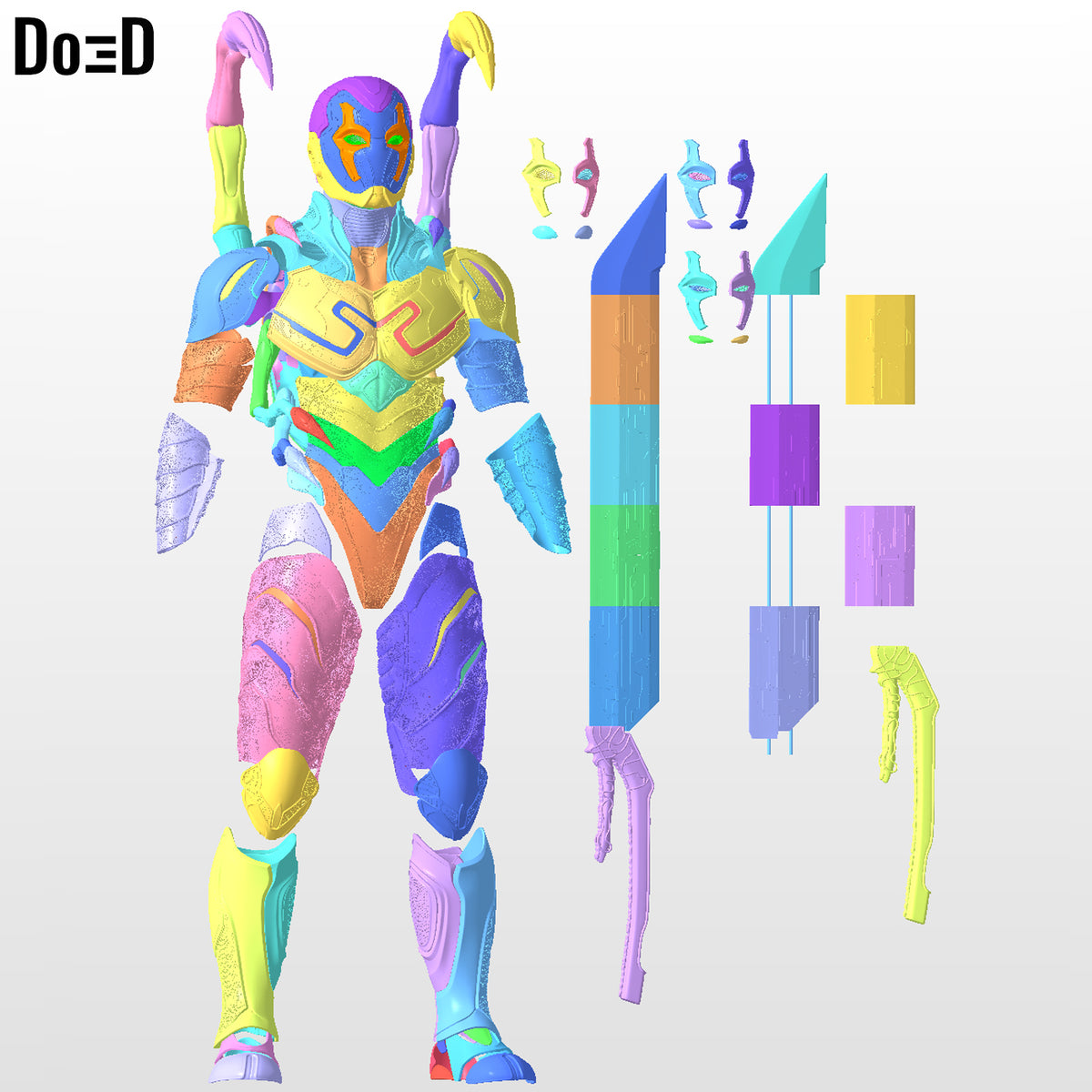 Blue Beetle V2 Full Body Armors + Sword 3D Printable Model STL Print File #BV271