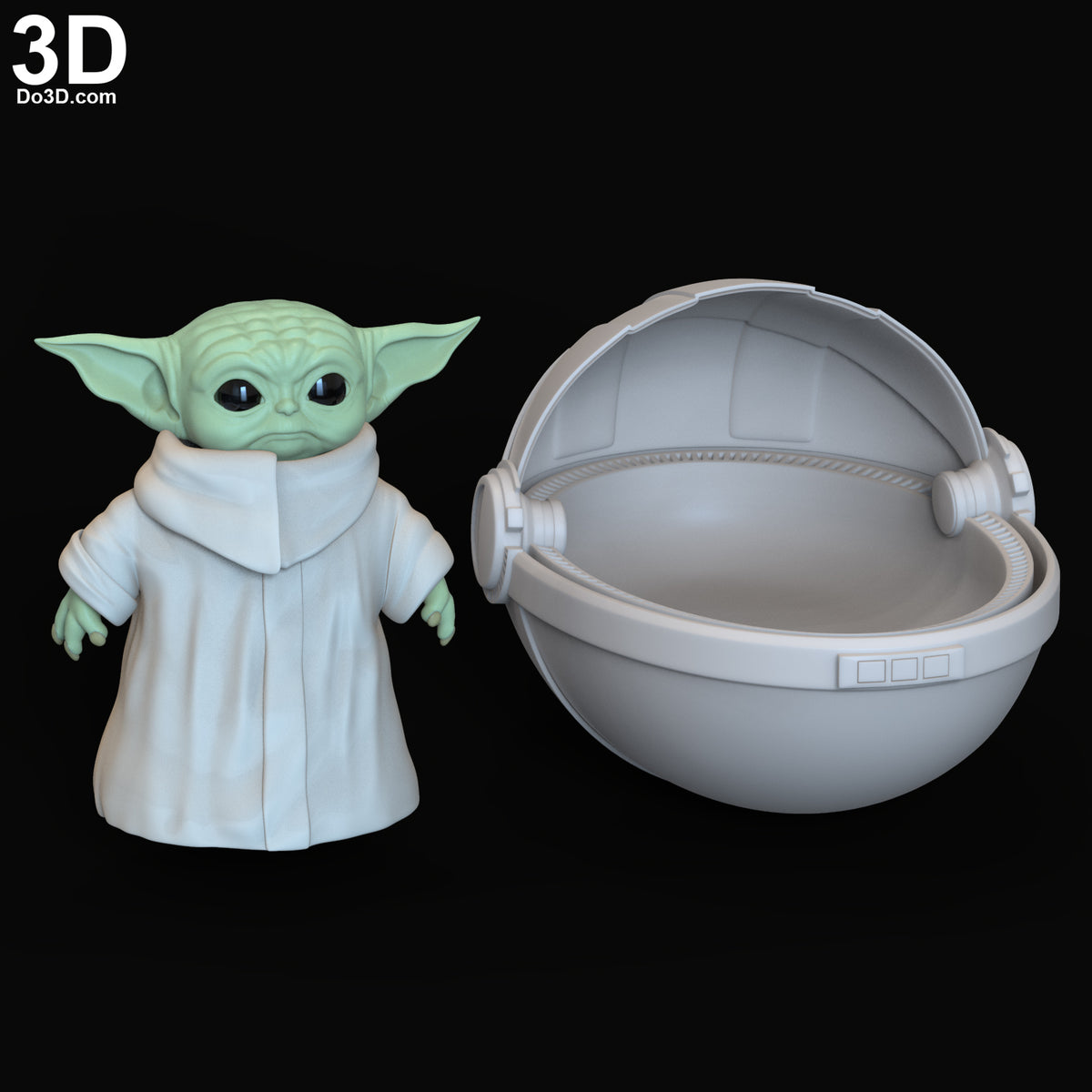 The Child Baby Yoda Set from Mandalorian (Toy, Statue) 3D Printable Model #6329
