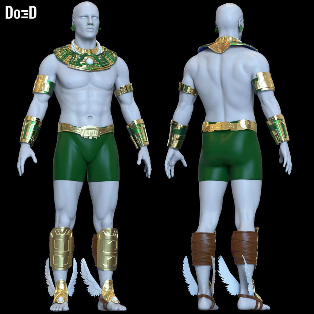 Namor Armor Set: Earring Nose Piercing Bicep Forearm Belt Shin 3D Model #N670