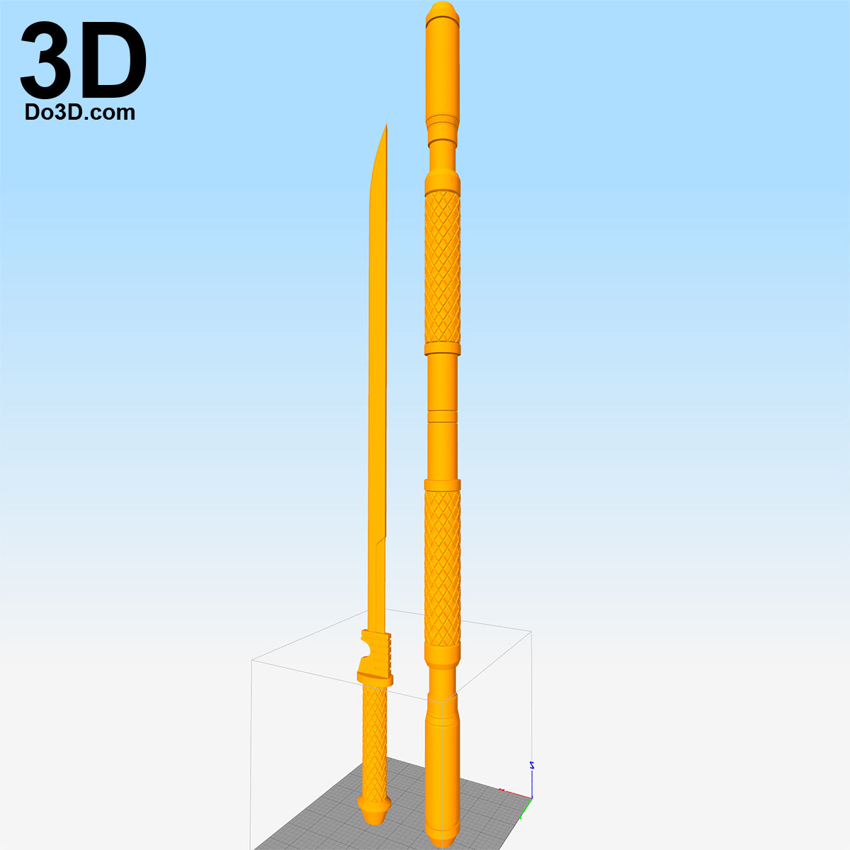 DeathStroke Arkham Knight Staff and Sword | 3D Printable Model #2097