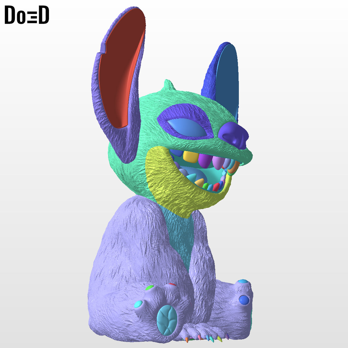 Stitch Life-Size 1:1 Scale Sitting Statue Modular, Swappable 3D Print File #SS73