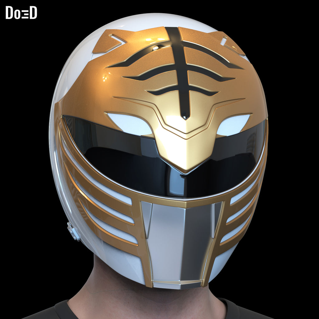 White and Gold Ranger Helmet Mighty Morphin Power Rangers MMPR 3D Model #W55