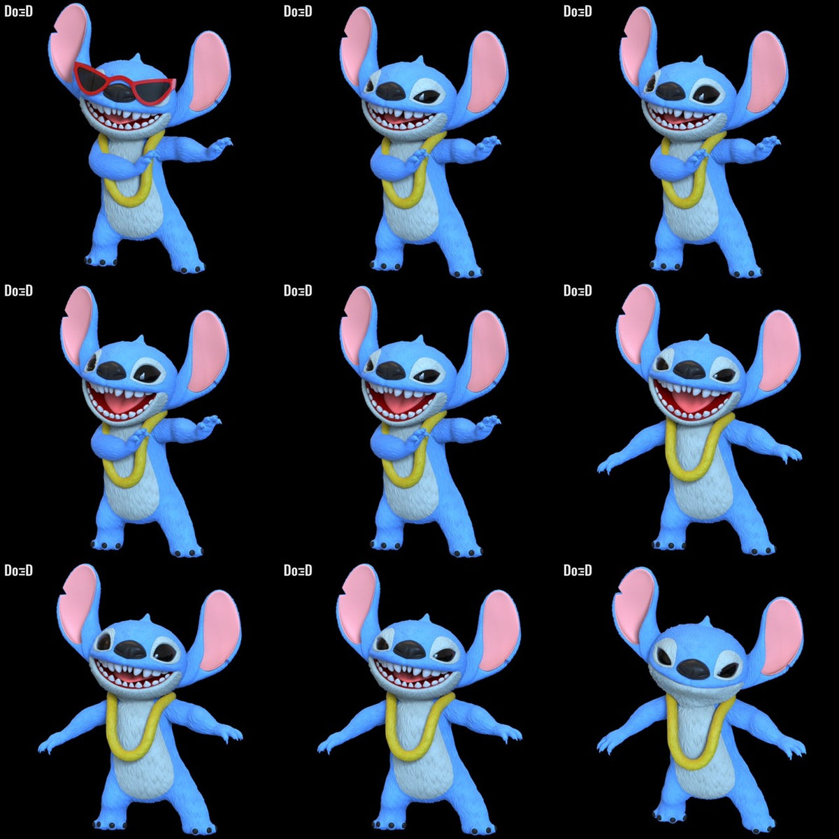 Stitch Life-Size 1:1 Scale Standing Statue Swappable Hula, Surfing Poses ST#SS16