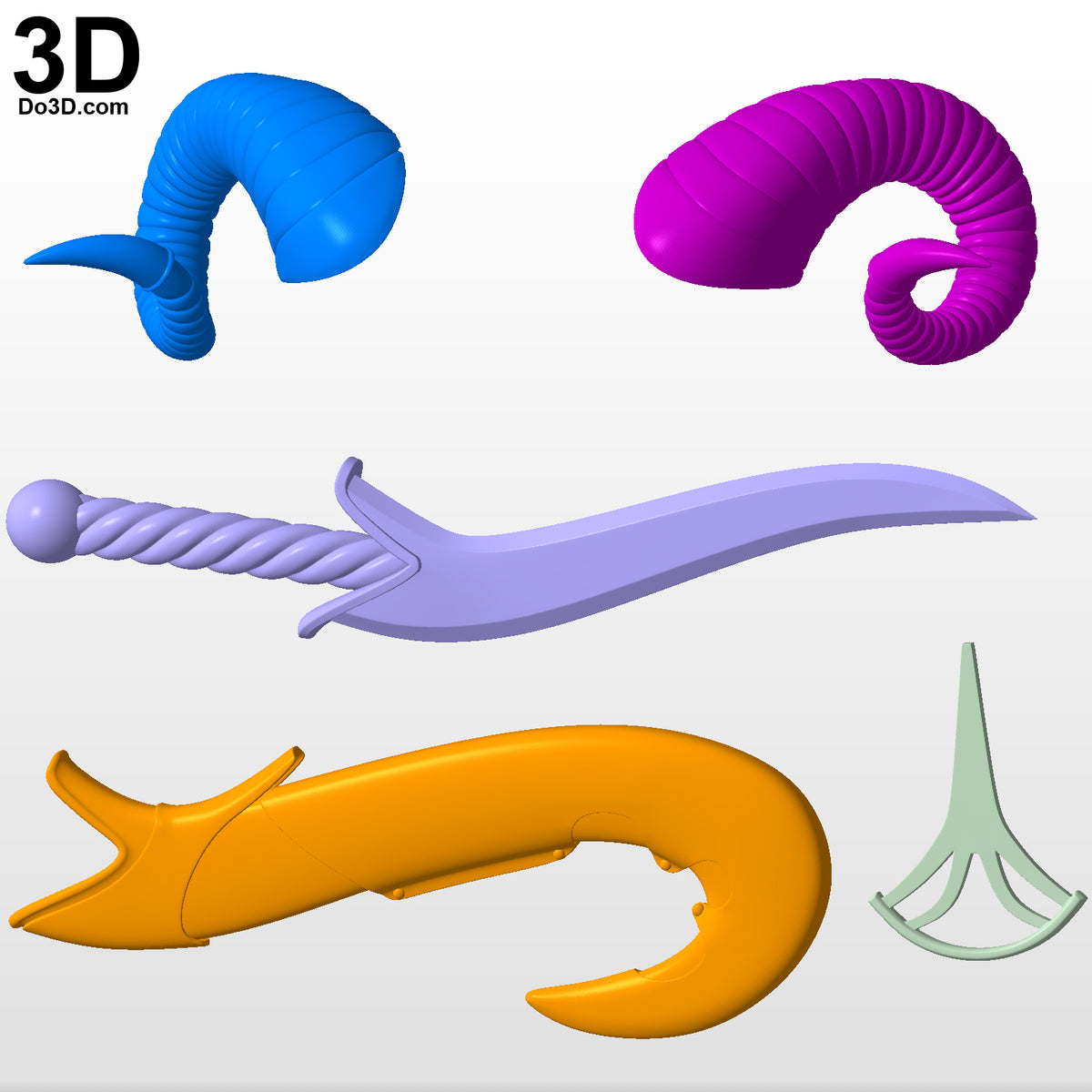 Jester Critical Role Horns, Sword, Case, Emblem | 3D Model Project #4542