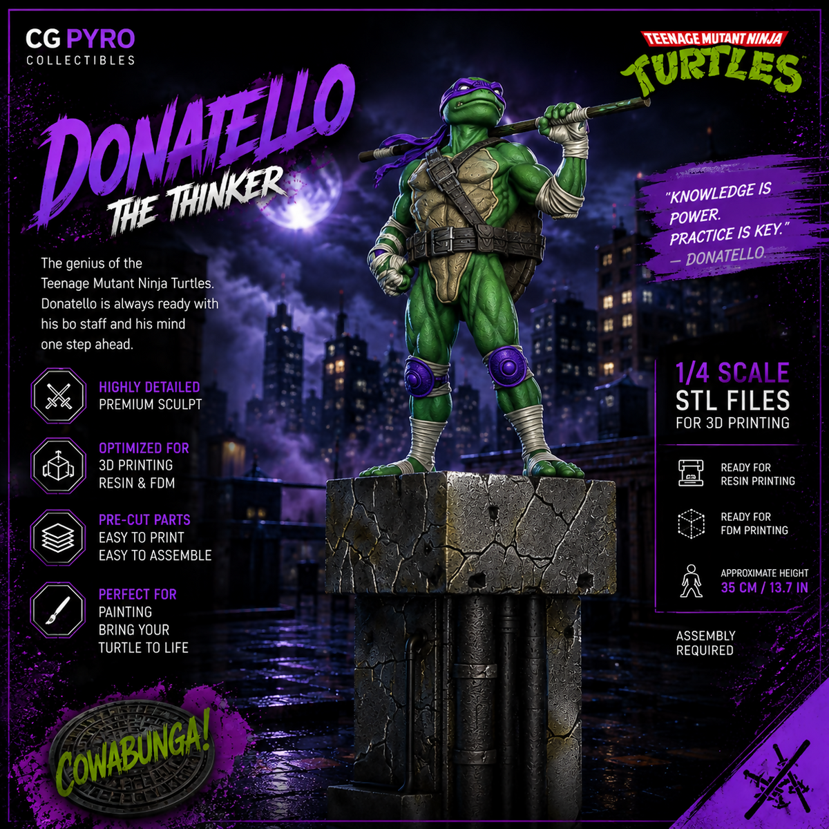 DONATELLO — TEENAGE MUTANT NINJA TURTLES 3D PRINTABLE MODEL STL