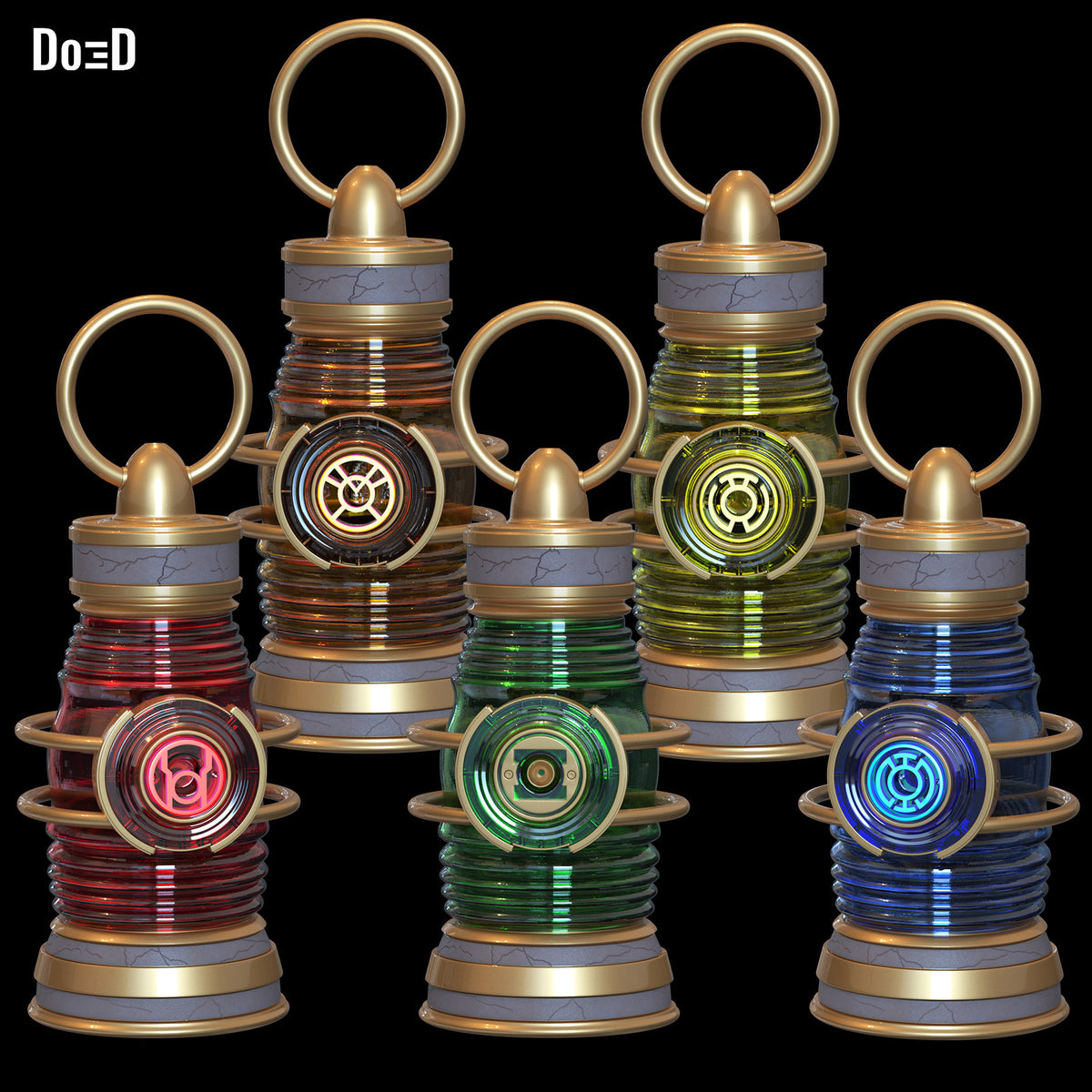 Bundle: Green Red Yellow Blue Orange Lanterns Power Battery 3D Model #BL366