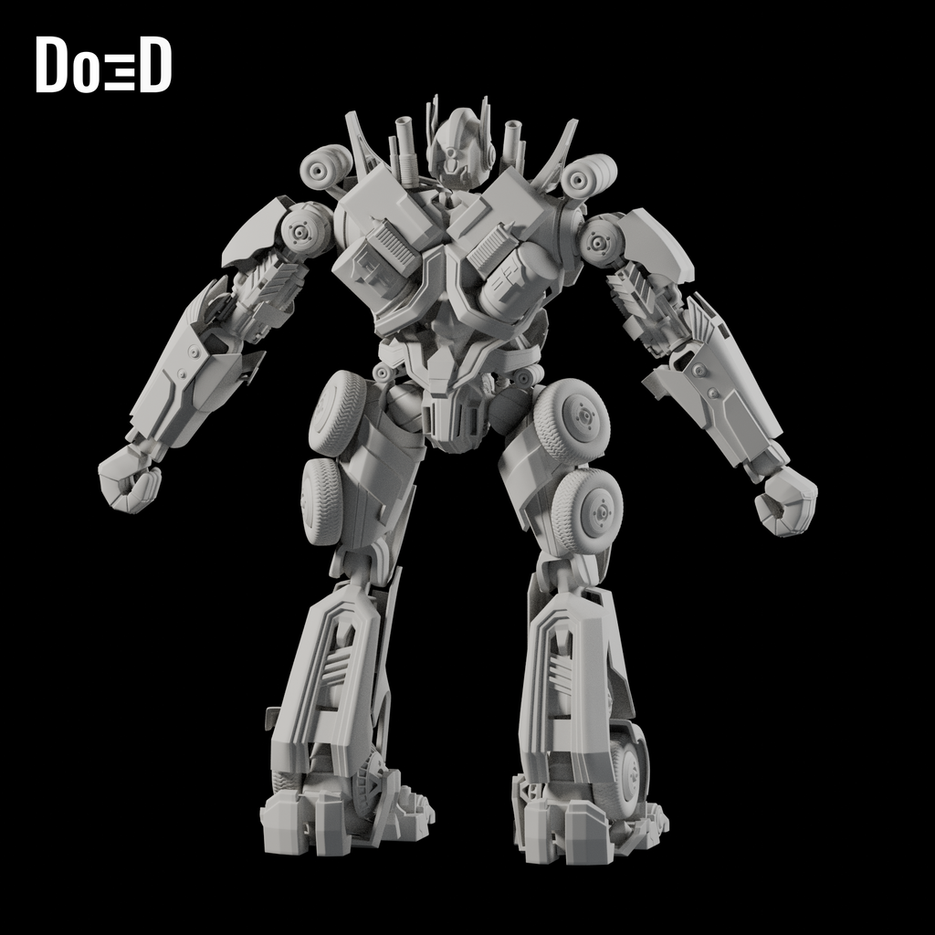 Do3D Optimus Prime Transformers articulated toy, rear view of the same model