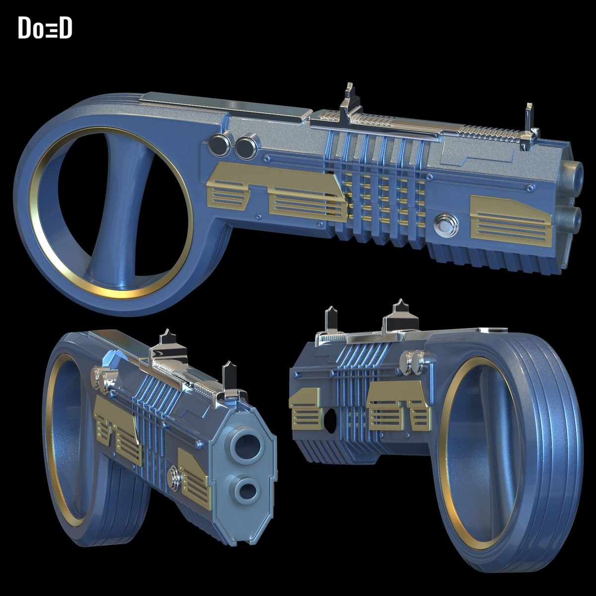Bloodsport Blaster, Gun, Pistol Weapon 3D Printable Model STL File #BB92