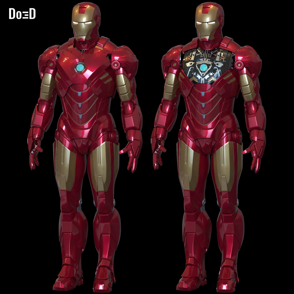 Iron Man Mark IV MK 4 Armor Suit + Inner Chest Details 3D Printable Model #GV4
