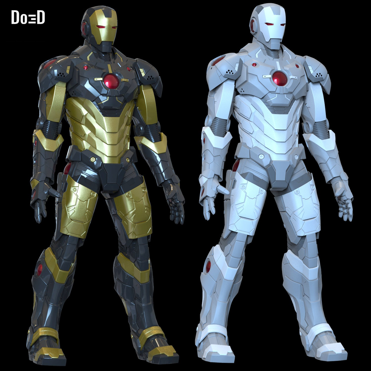 Black x Gold Iron Man Helmet and Armor | 3D Model Project #6239