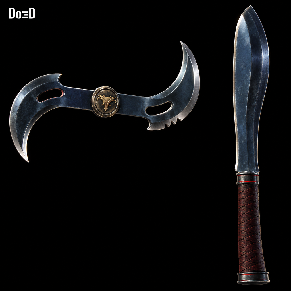 Blade's Glaives  and Knife from Deadpool Wolverine 3 | 3D Model #BA98