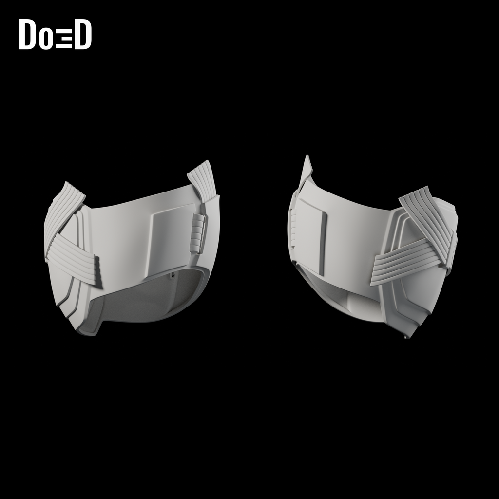 Do3D Batman Ben Affleck concept left and right bicep armor, accurate Blender clay render