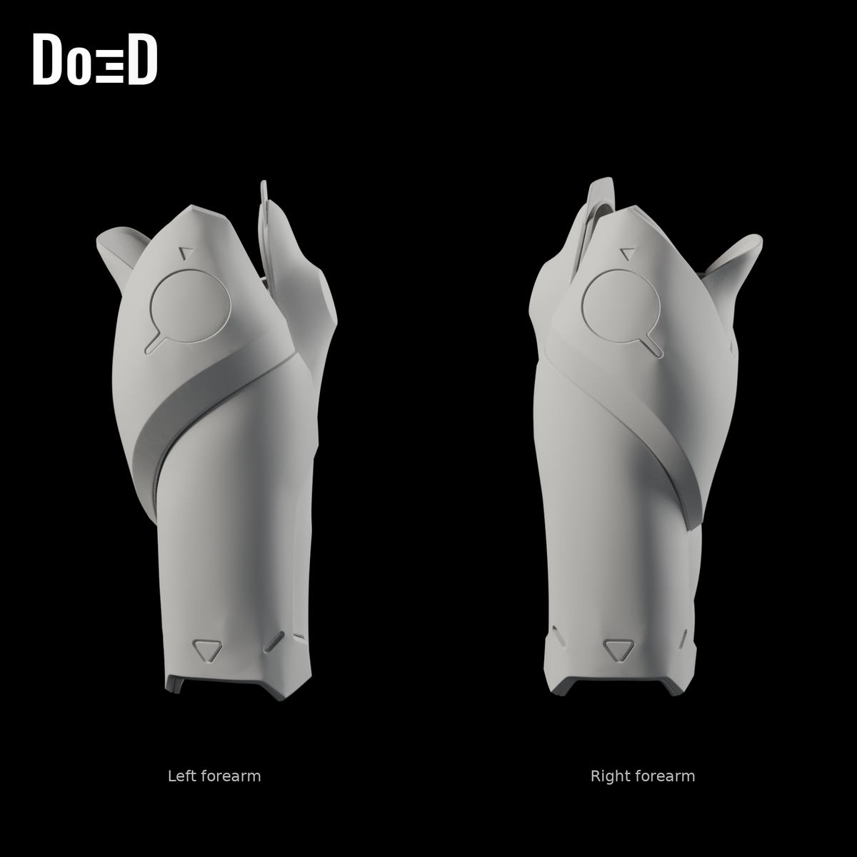 Do3D Genji Overwatch original left and right forearms, accurate Blender clay render