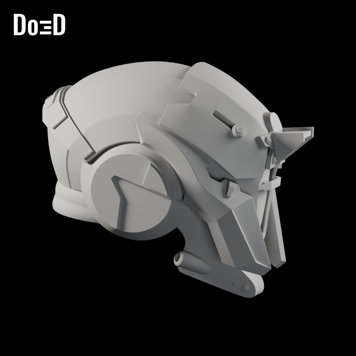 Do3D Destiny Locus Watcher I helmet, side view of the same supplied configuration