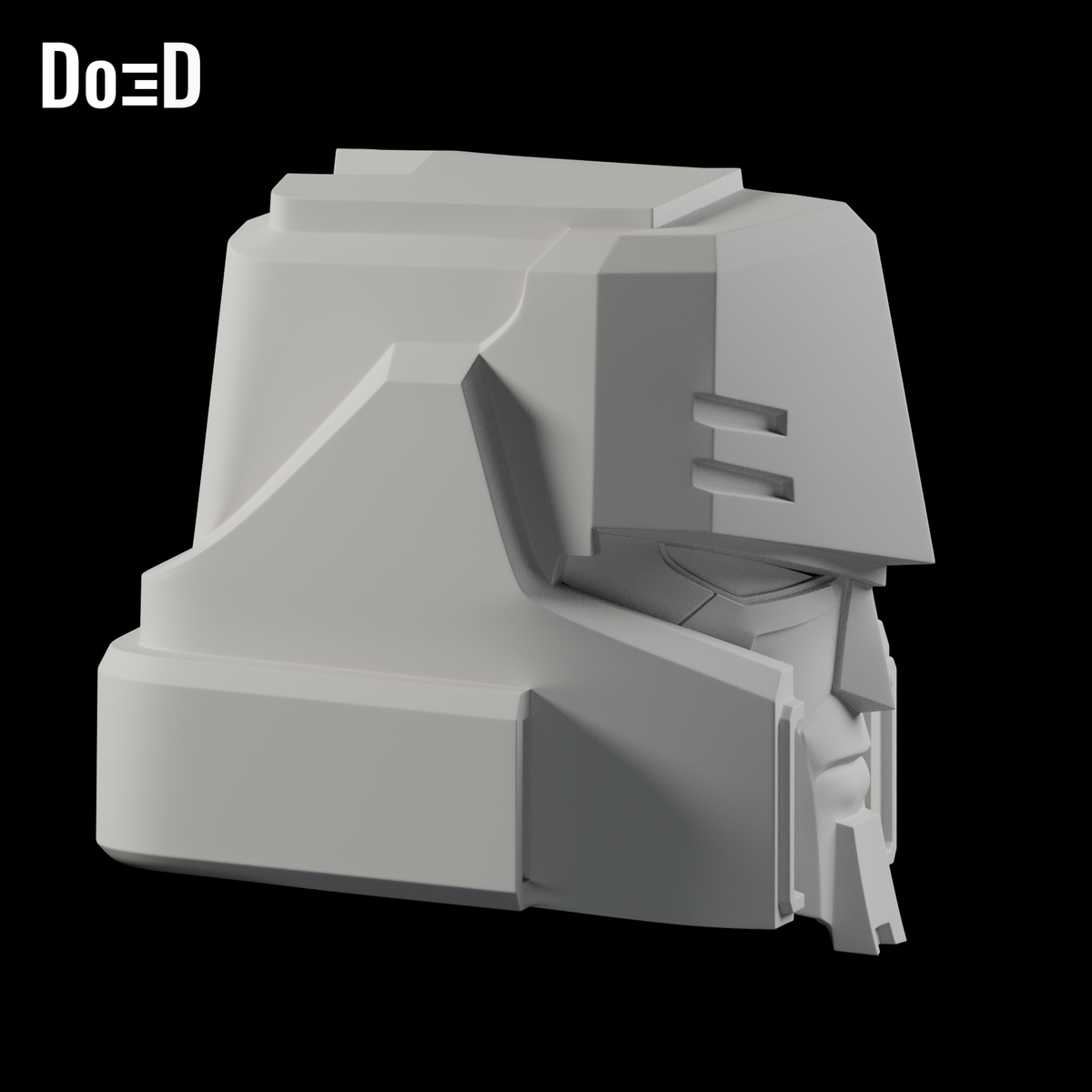 Do3D Megatron helmet, side view of the same model