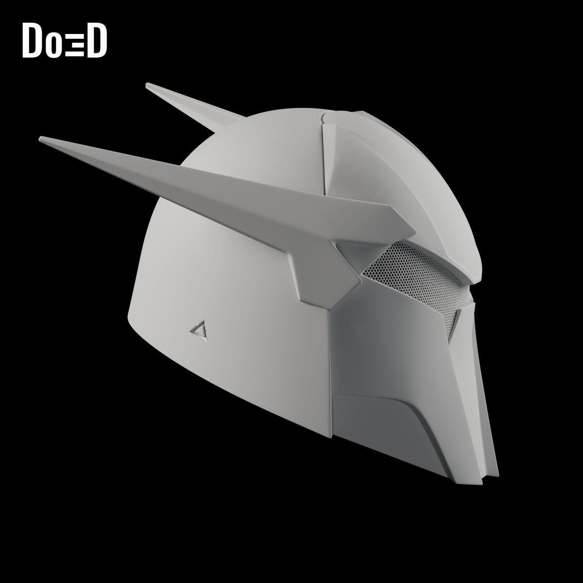 Do3D Mecha Man helmet, side view of the same mesh-visor configuration