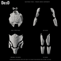 Nightwing Titans primary armor components, original supplied groups with open eye mask, Blender rendered front views
