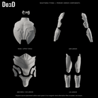 Nightwing Titans primary armor components, rear views of the same original supplied groups