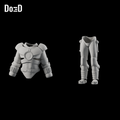 Do3D Spy Kids armor, separate upper and lower armor views, accurate Blender clay render