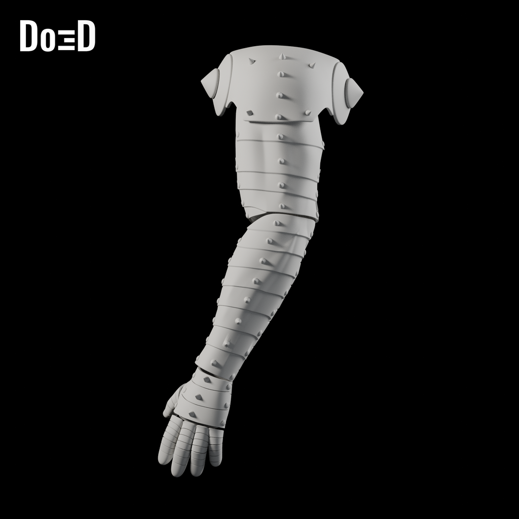 Do3D Old King Thor Destroyer arm and glove, accurate Blender clay render