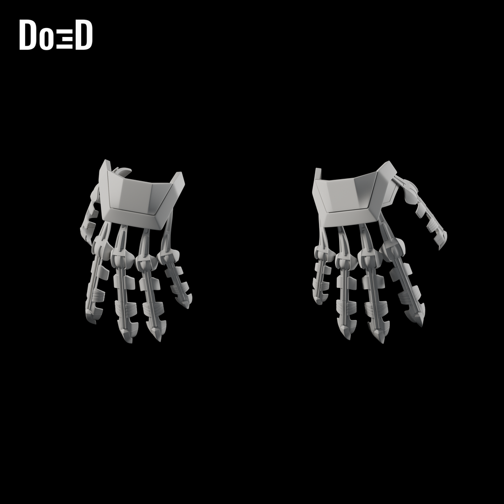 Do3D Taskmaster left and right hand and finger armor, accurate Blender clay render