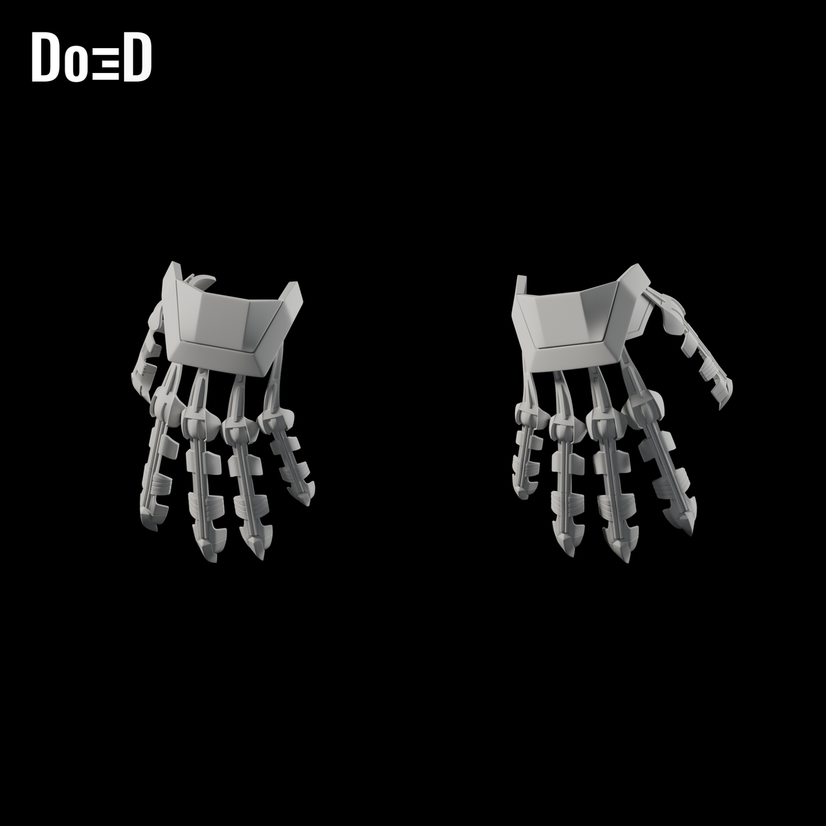 Do3D Taskmaster left and right hand and finger armor, accurate Blender clay render