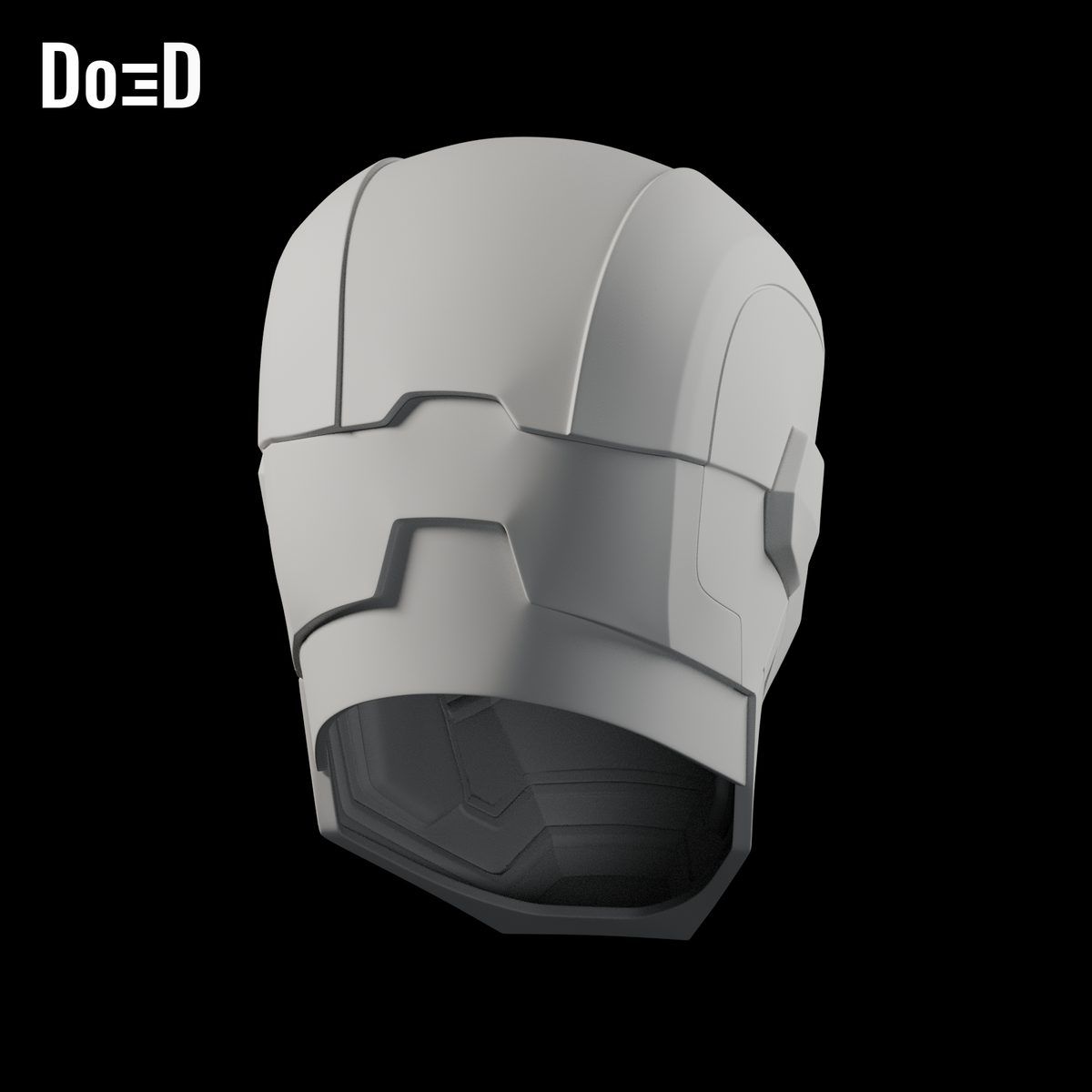 Do3D Iron Man War Machine 006 helmet, rear view of the same supplied configuration
