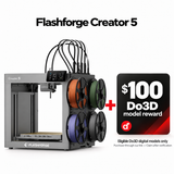 Flashforge Creator 5 3D Printer plus a $100 Do3D model reward; eligible digital models only, claim after verified affiliate purchase.
