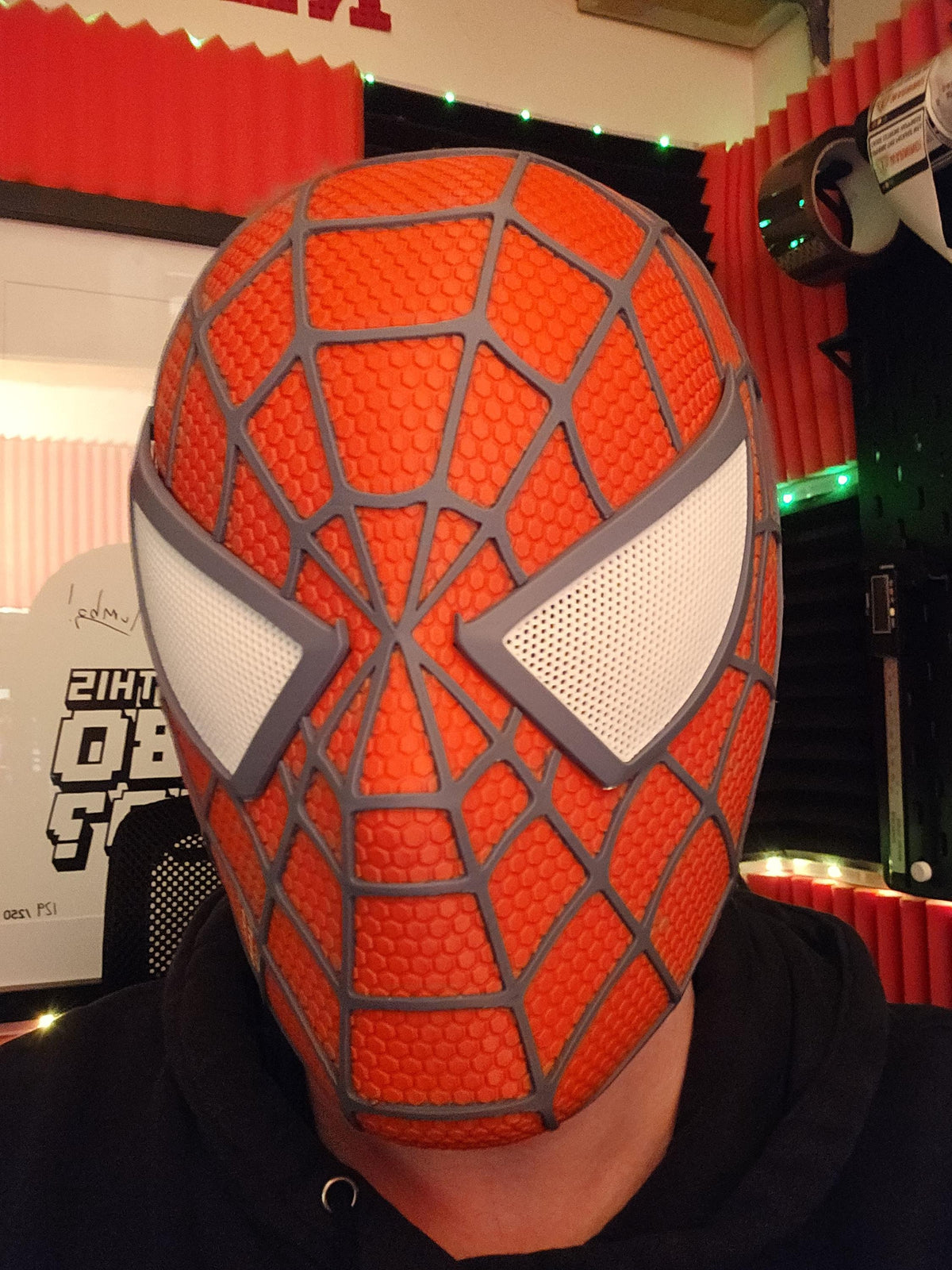 Web Pattern Mask with White Lenses – Cosplay Costume Mask