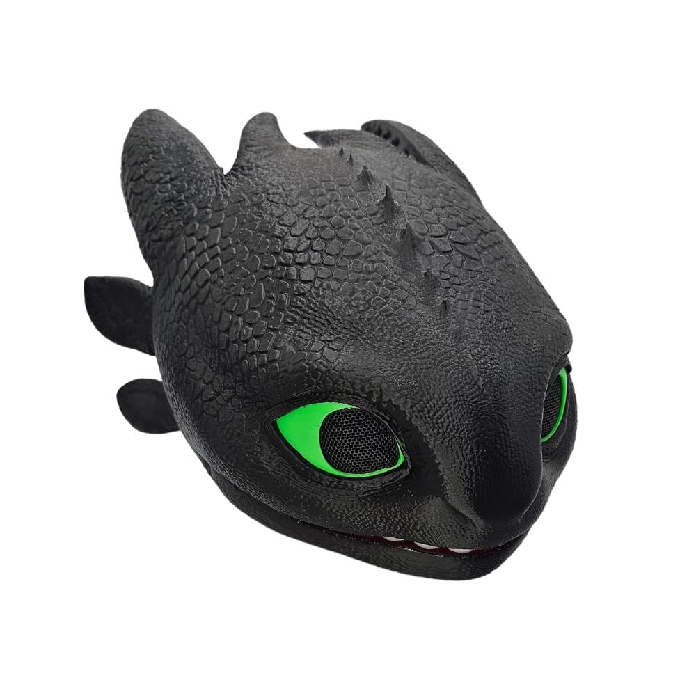Black Night Dragon Helmet with Mesh Eyes – Fantasy Cosplay Mask