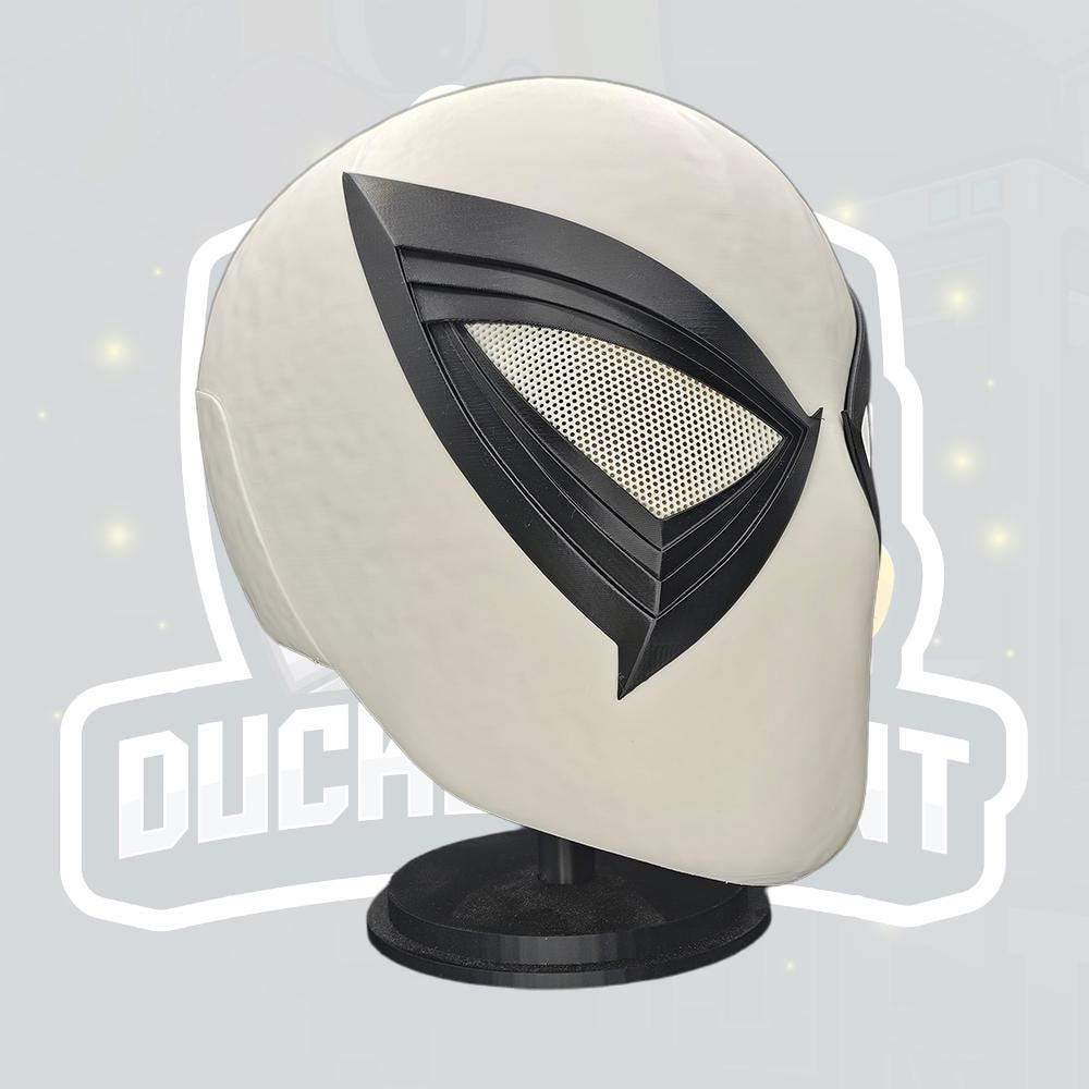 White Monster Helmet with Black Eye Frame – Cosplay Headpiece