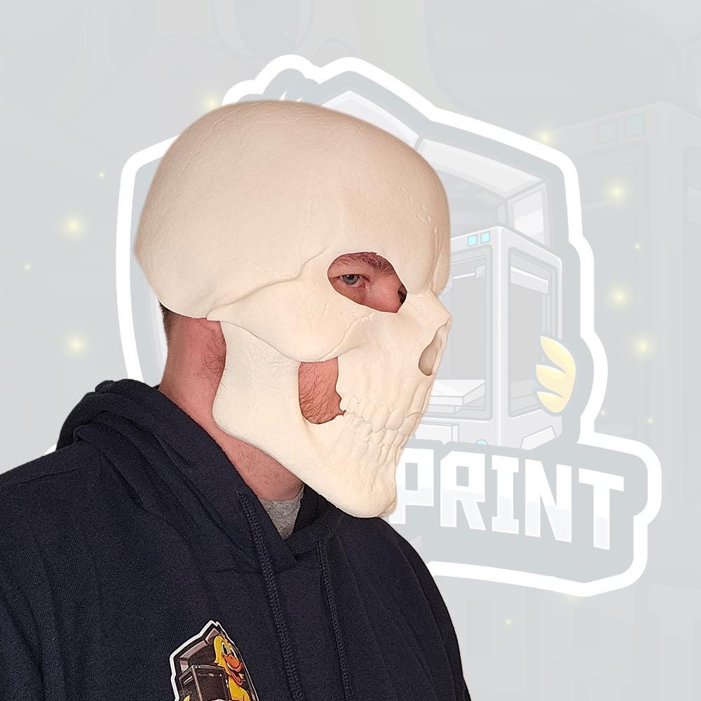 Evil Skull Sorcerer Helmet | Articulated Jaw Skull Mask | 3D Printed Fantasy Villain Cosplay