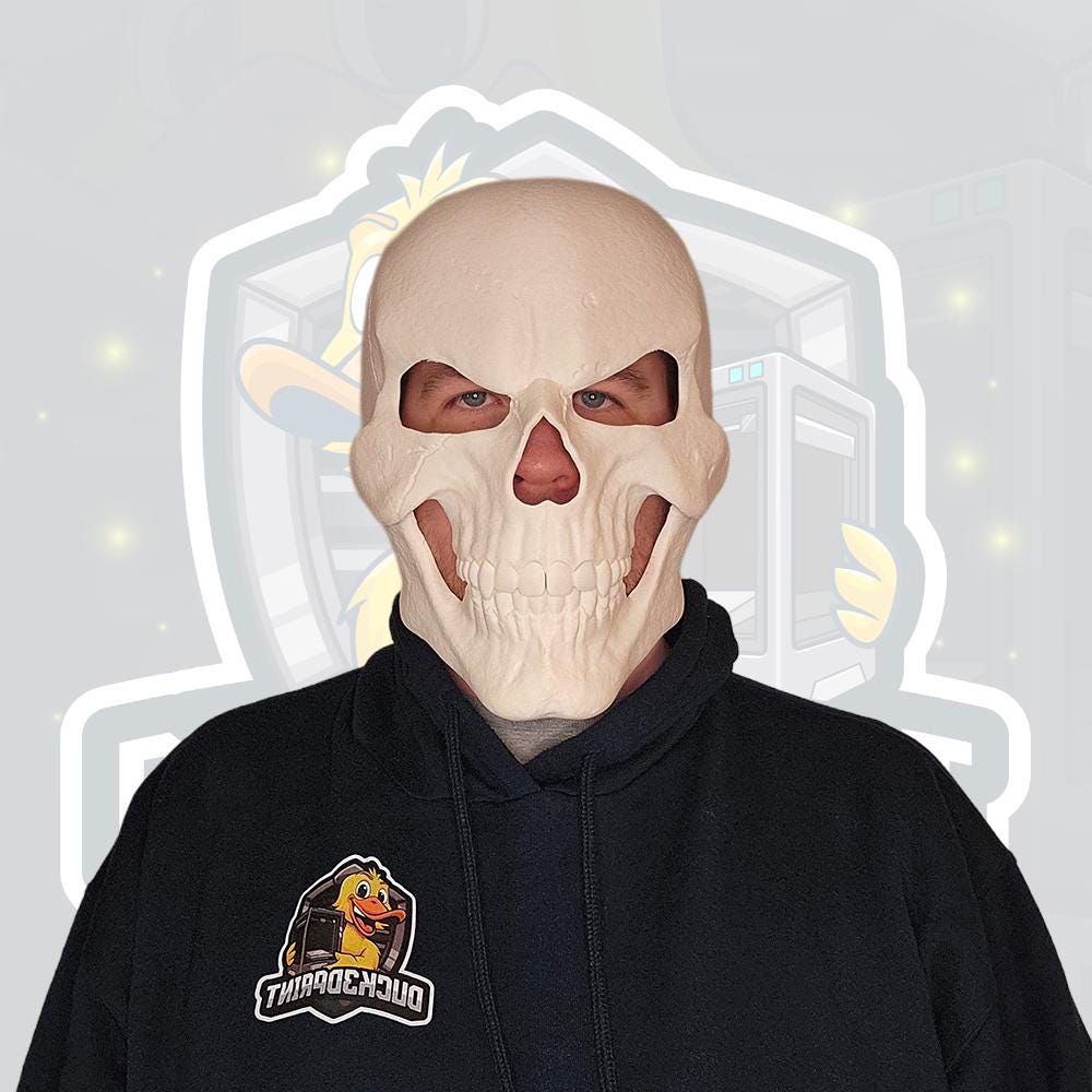 Evil Skull Sorcerer Helmet | Articulated Jaw Skull Mask | 3D Printed Fantasy Villain Cosplay